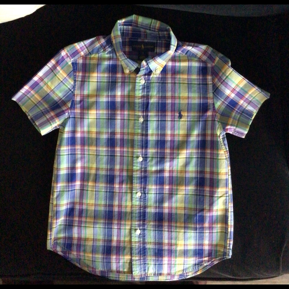 Ralph Lauren Short Sleeve Button Down Shirt, Toddler Boy Size 7, Multicolor